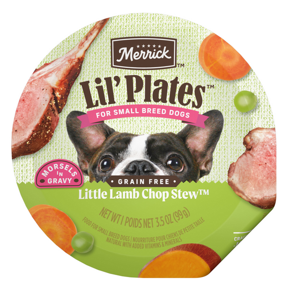 Merrick Lil' Plates Adult Small Breed Grain Free Little Lamb Chop Stew Canned Dog Food