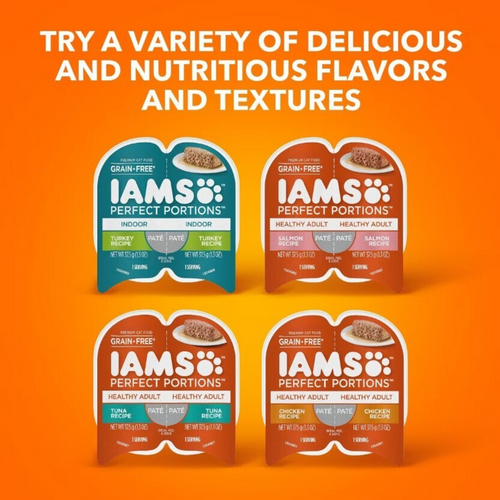 Iams Perfect Portions Healthy Adult Salmon Pate Wet Cat Food Tray