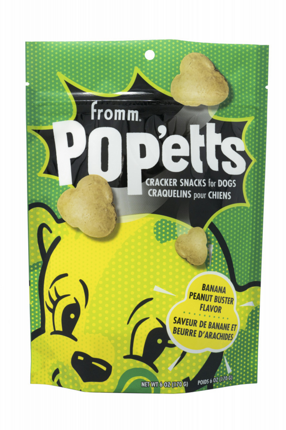 Fromm Pop'etts Banana Peanut Buster Flavor Cracker Snacks For Dogs