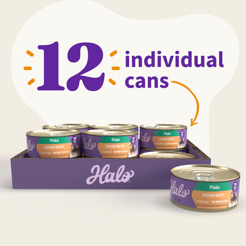 Halo Grain Free Indoor Cat Chicken Pate Canned Cat Food
