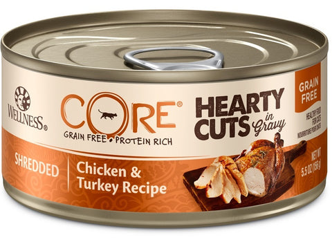 Wellness CORE Natural Grain Free Hearty Cuts Chicken and Turkey Canned Cat Food