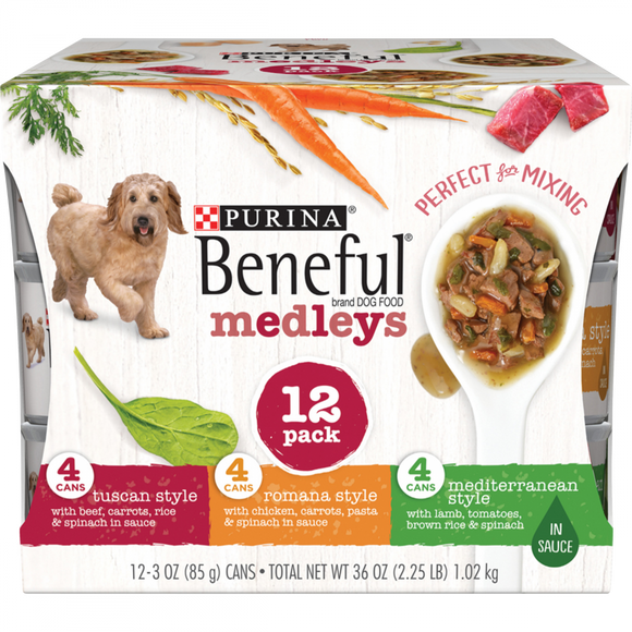Beneful Medley Variety Pack Mediterranean, Romana, Tuscan Canned Dog food