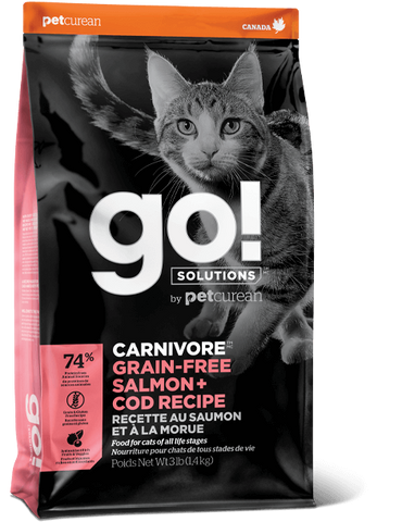 Petcurean GO! Solutions Carnivore Grain Free Salmon & Cod Recipe Dry Cat Food